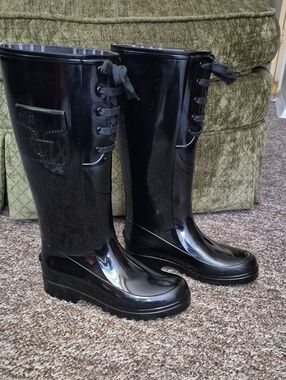 SEE BY CHLOE Laced Rainboots Ladies Black Boots